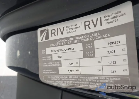 2007 Bentley Continental Gtc z USA, uszkodzony, nr VIN SCBDR33W47C046953